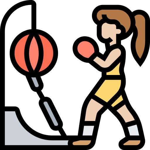 woman practicing on the punching bag