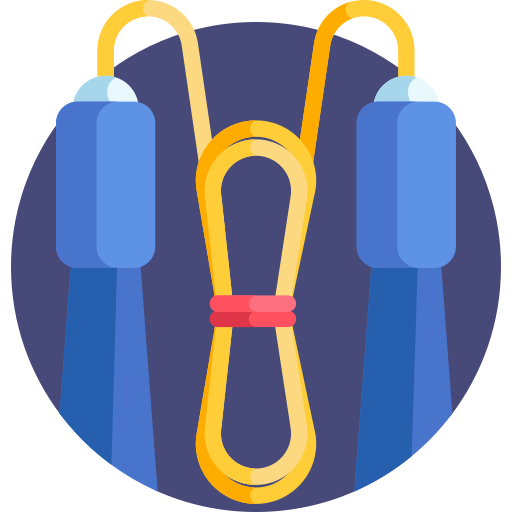 jump rope with blue handles and yellow cord