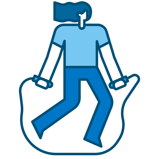 woman jumping rope with blue jump rope